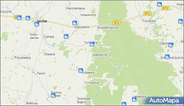 mapa Giełozicha, Giełozicha na mapie Targeo
