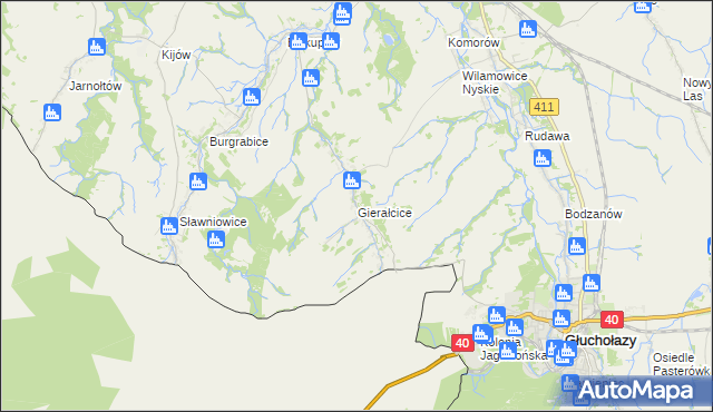 mapa Gierałcice gmina Głuchołazy, Gierałcice gmina Głuchołazy na mapie Targeo