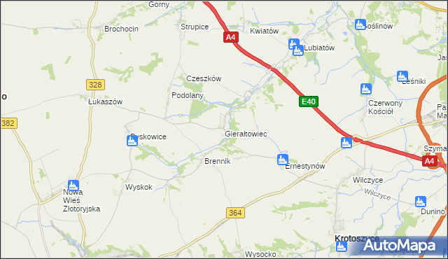 mapa Gierałtowiec, Gierałtowiec na mapie Targeo