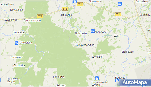 mapa Gilbowszczyzna, Gilbowszczyzna na mapie Targeo