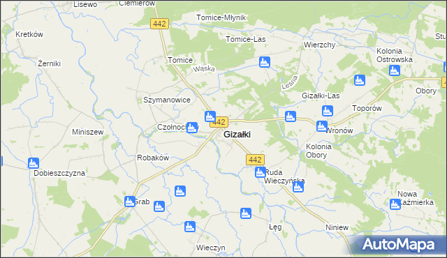 mapa Gizałki, Gizałki na mapie Targeo