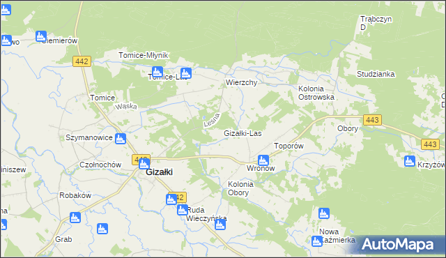 mapa Gizałki-Las, Gizałki-Las na mapie Targeo