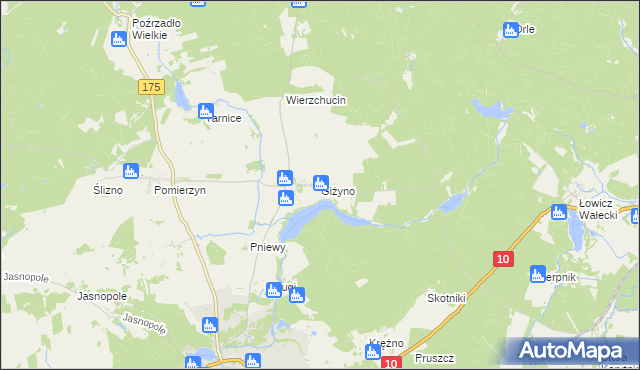 mapa Giżyno gmina Kalisz Pomorski, Giżyno gmina Kalisz Pomorski na mapie Targeo