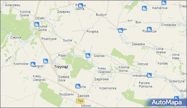 mapa Glanów, Glanów na mapie Targeo