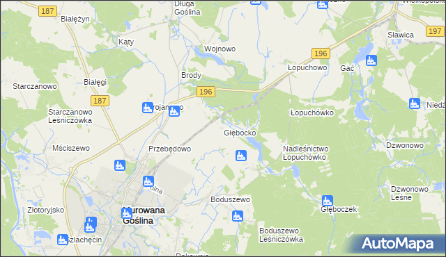 mapa Głębocko gmina Murowana Goślina, Głębocko gmina Murowana Goślina na mapie Targeo
