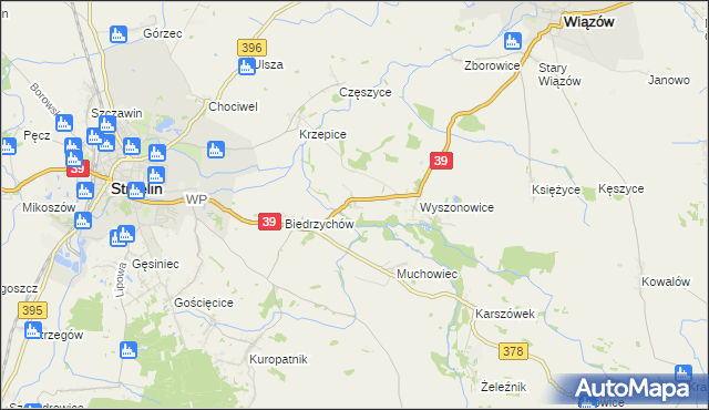 mapa Głęboka gmina Strzelin, Głęboka gmina Strzelin na mapie Targeo