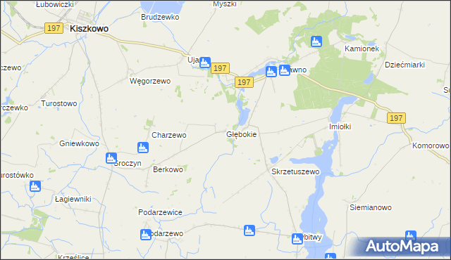 mapa Głębokie gmina Kiszkowo, Głębokie gmina Kiszkowo na mapie Targeo