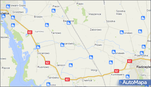 mapa Głębokie gmina Kruszwica, Głębokie gmina Kruszwica na mapie Targeo