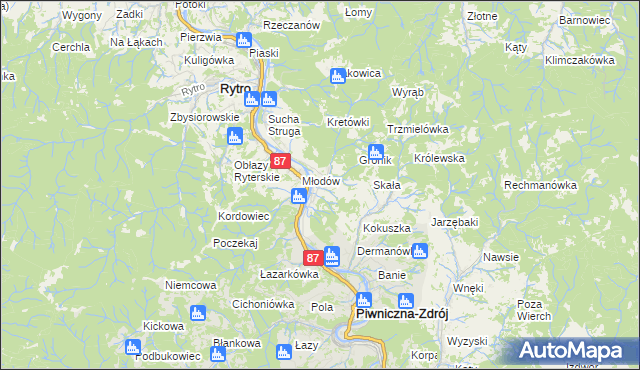 mapa Głębokie gmina Piwniczna-Zdrój, Głębokie gmina Piwniczna-Zdrój na mapie Targeo