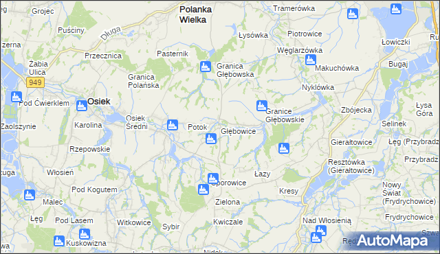 mapa Głębowice gmina Osiek, Głębowice gmina Osiek na mapie Targeo