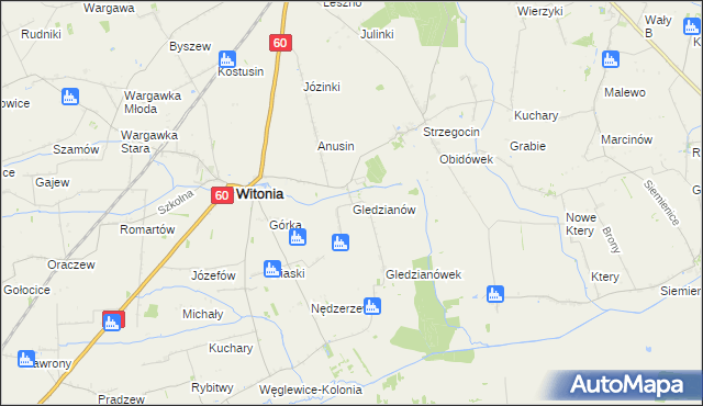 mapa Gledzianów, Gledzianów na mapie Targeo