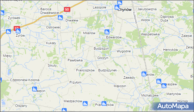 mapa Gliczyn, Gliczyn na mapie Targeo