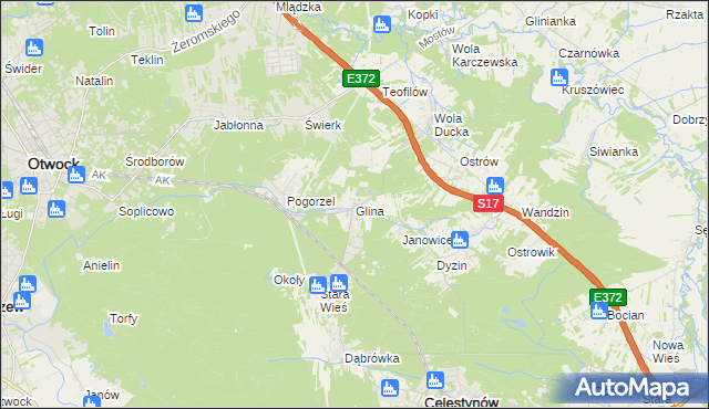 mapa Glina gmina Celestynów, Glina gmina Celestynów na mapie Targeo