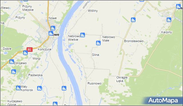 mapa Glina gmina Sadlinki, Glina gmina Sadlinki na mapie Targeo