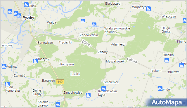 mapa Glinianki gmina Pyzdry, Glinianki gmina Pyzdry na mapie Targeo