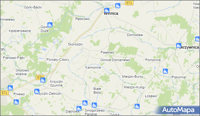 mapa Glinice-Domaniewo, Glinice-Domaniewo na mapie Targeo