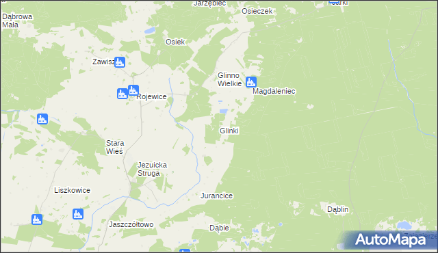 mapa Glinki gmina Rojewo, Glinki gmina Rojewo na mapie Targeo