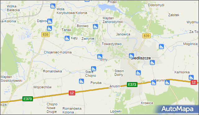 mapa Gliny gmina Siedliszcze, Gliny gmina Siedliszcze na mapie Targeo