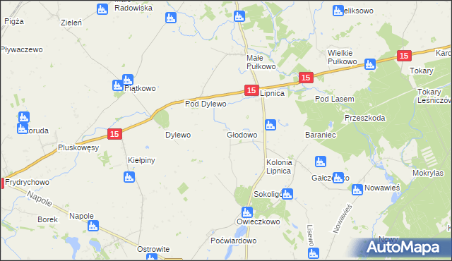 mapa Głodowo gmina Dębowa Łąka, Głodowo gmina Dębowa Łąka na mapie Targeo