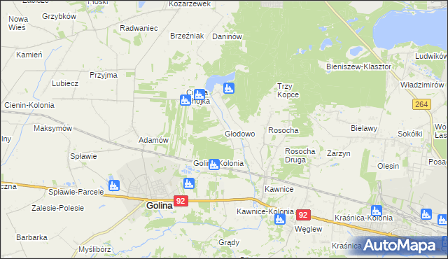 mapa Głodowo gmina Golina, Głodowo gmina Golina na mapie Targeo