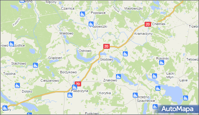 mapa Głodowo gmina Miastko, Głodowo gmina Miastko na mapie Targeo