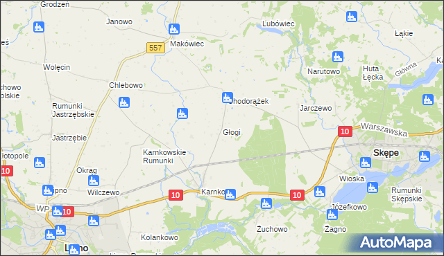 mapa Głogi, Głogi na mapie Targeo