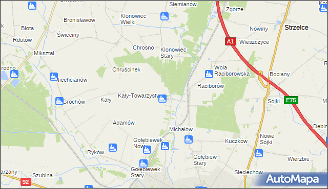 mapa Głogowiec gmina Kutno, Głogowiec gmina Kutno na mapie Targeo