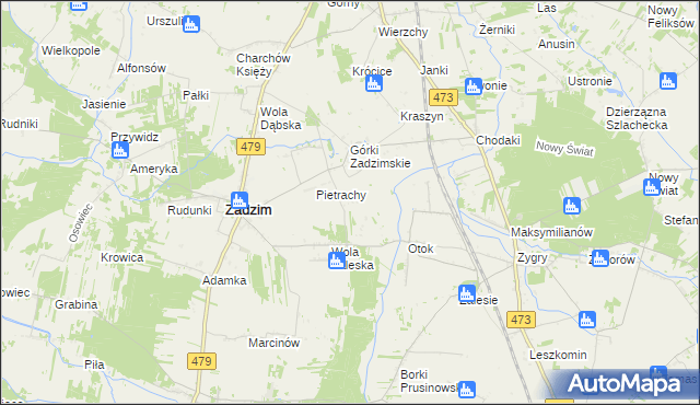 mapa Głogowiec gmina Zadzim, Głogowiec gmina Zadzim na mapie Targeo