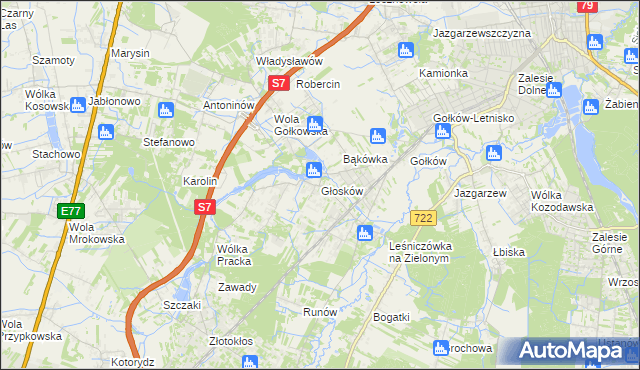 mapa Głosków gmina Piaseczno, Głosków gmina Piaseczno na mapie Targeo