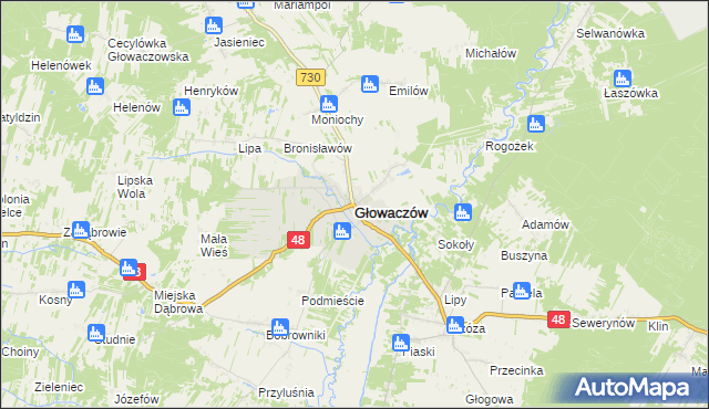 mapa Głowaczów, Głowaczów na mapie Targeo