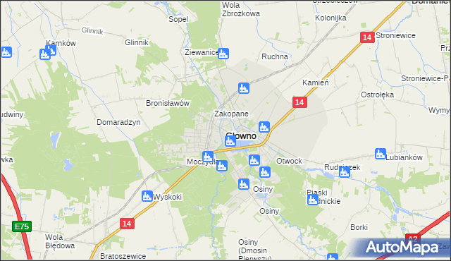 mapa Głowno, Głowno na mapie Targeo