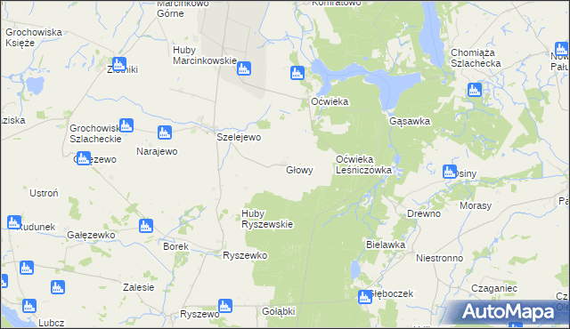 mapa Głowy gmina Gąsawa, Głowy gmina Gąsawa na mapie Targeo