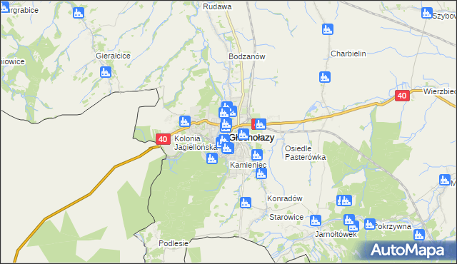 mapa Głuchołazy, Głuchołazy na mapie Targeo