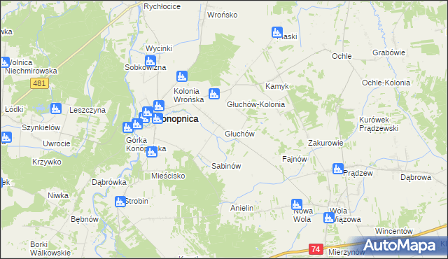 mapa Głuchów gmina Konopnica, Głuchów gmina Konopnica na mapie Targeo