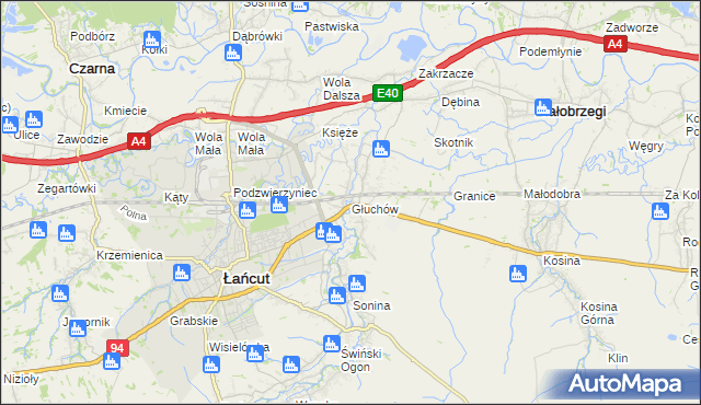 mapa Głuchów gmina Łańcut, Głuchów gmina Łańcut na mapie Targeo