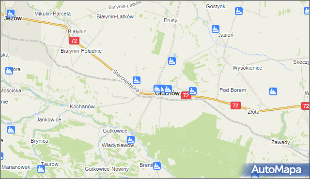 mapa Głuchów powiat skierniewicki, Głuchów powiat skierniewicki na mapie Targeo