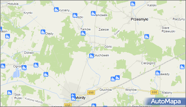 mapa Głuchówek gmina Przesmyki, Głuchówek gmina Przesmyki na mapie Targeo