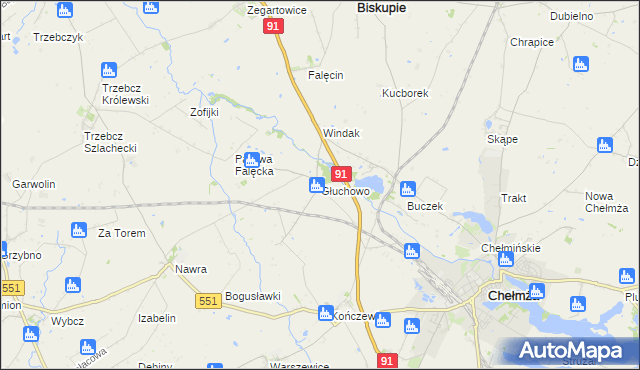mapa Głuchowo gmina Chełmża, Głuchowo gmina Chełmża na mapie Targeo