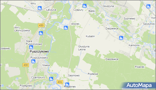 mapa Głuszyna Leśna, Głuszyna Leśna na mapie Targeo