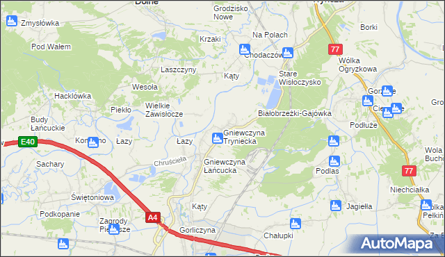 mapa Gniewczyna Tryniecka, Gniewczyna Tryniecka na mapie Targeo