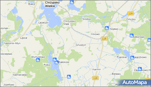 mapa Gnuszyn, Gnuszyn na mapie Targeo