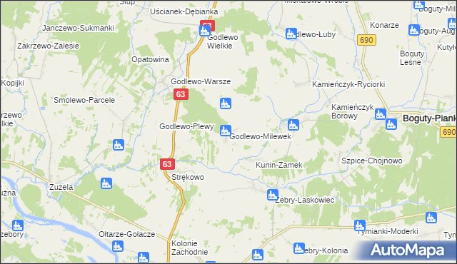 mapa Godlewo-Milewek, Godlewo-Milewek na mapie Targeo