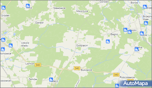mapa Godzięcin, Godzięcin na mapie Targeo