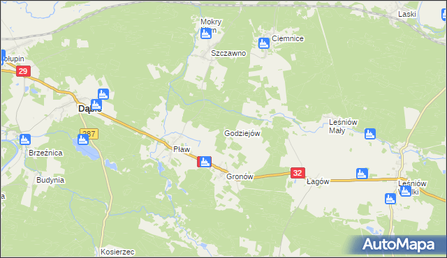 mapa Godziejów, Godziejów na mapie Targeo