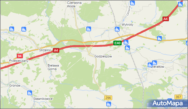 mapa Godzieszów, Godzieszów na mapie Targeo