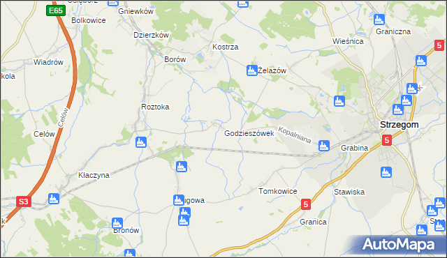 mapa Godzieszówek, Godzieszówek na mapie Targeo