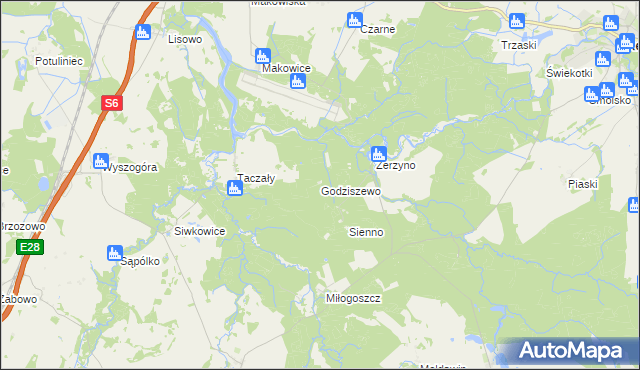 mapa Godziszewo gmina Resko, Godziszewo gmina Resko na mapie Targeo