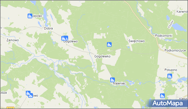 mapa Gogolewko gmina Dębnica Kaszubska, Gogolewko gmina Dębnica Kaszubska na mapie Targeo