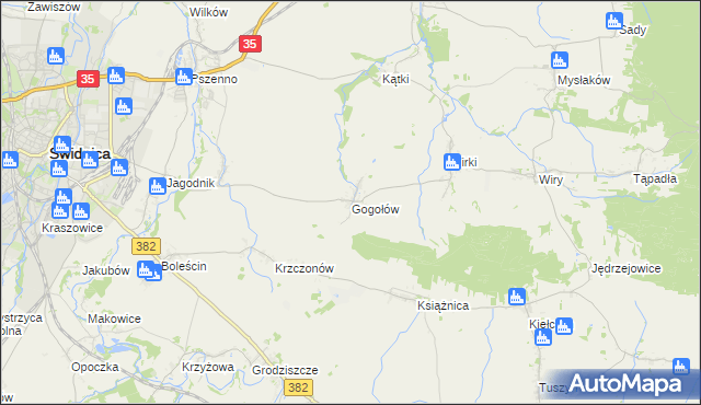 mapa Gogołów gmina Świdnica, Gogołów gmina Świdnica na mapie Targeo