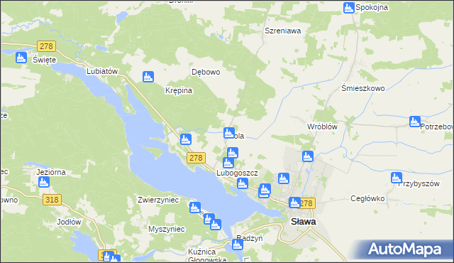 mapa Gola gmina Sława, Gola gmina Sława na mapie Targeo